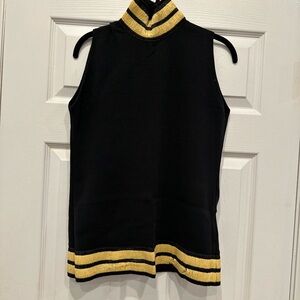 Yves Saint Laurent Black Knit Top with Gold Trim